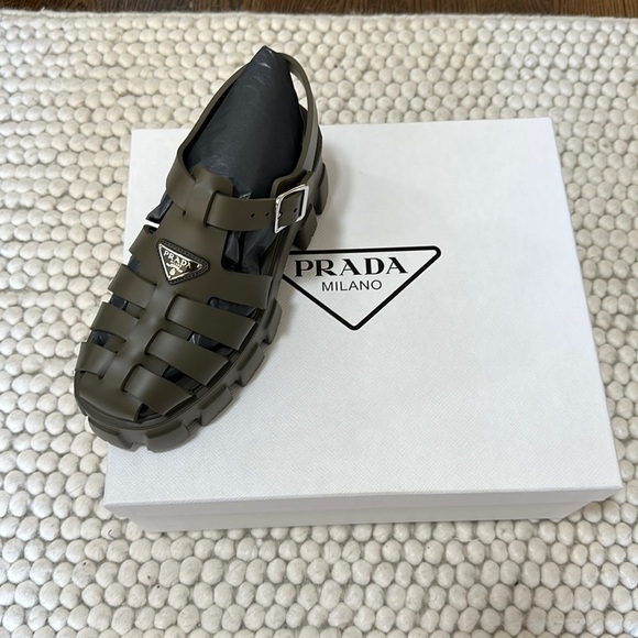 Prada Women’s Rubber Monolith Sandals - Hunter Green - Picture 1 of 5